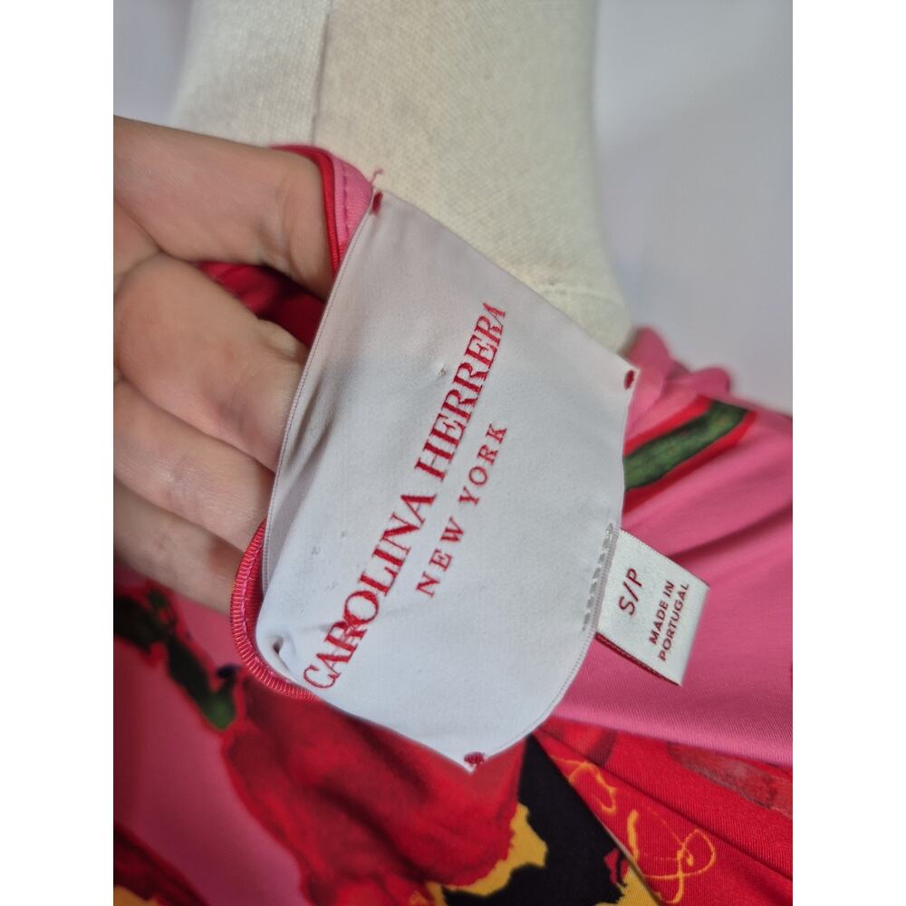 Carolina Herrera Red Floral Long Sleeve Mini Dress Small - Picture 10 of 10